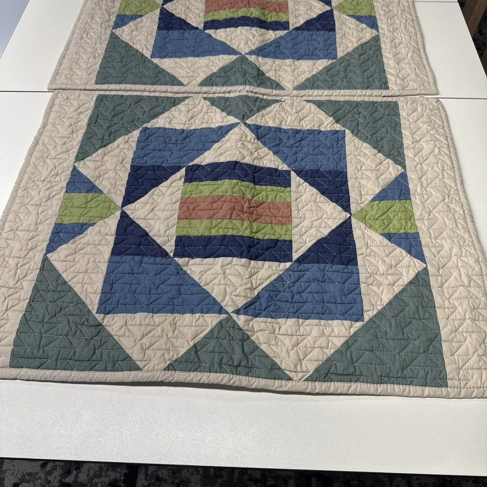 Pendleton Set (2) Opal Springs Pieced Quilt Pillow Shams Cotton 20x26